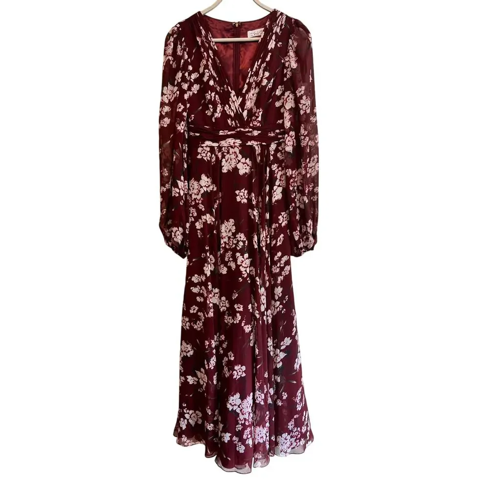 Leena for Mac Duggal Floral Chiffon Red Gown From Rent The Runway Size: XS 0 - Picture 7 of 13